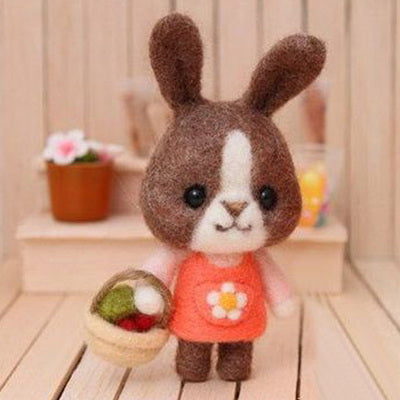 Needle Felted Rabbit with Vegetable Basket - Needle Felting Kits