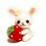 Baby Rabbit with Strawberry - Needle Felting Wool Kit